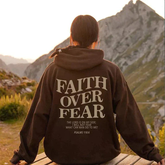 Unisex Hoodie 'Faith Over Fear' Psalms 118:6 - Faithmore