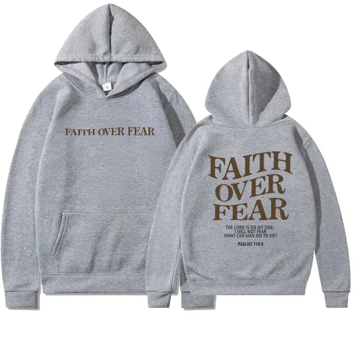 Unisex Hoodie 'Faith Over Fear' Psalms 118:6 - Faithmore