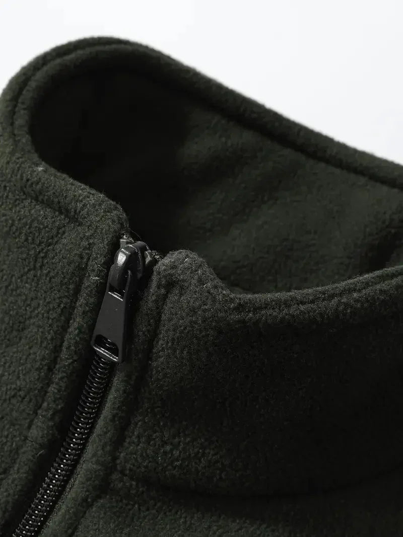 Men’s Soft Fleece Stand Collar Zip Up Jacket