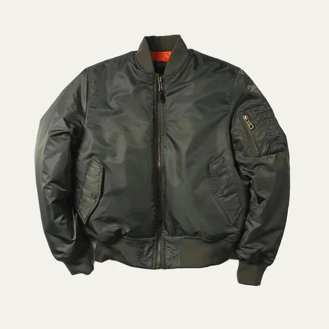 Unisex Classic Full Zip Bomber Jacket with Sleeve Utility Pocket