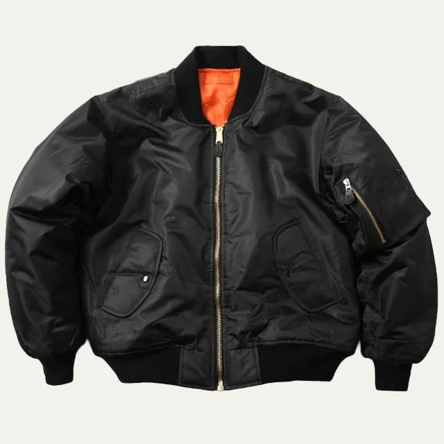 Unisex Classic Full Zip Bomber Jacket with Sleeve Utility Pocket