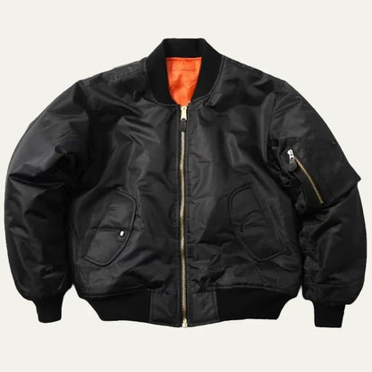 Unisex Classic Full Zip Bomber Jacket with Sleeve Utility Pocket