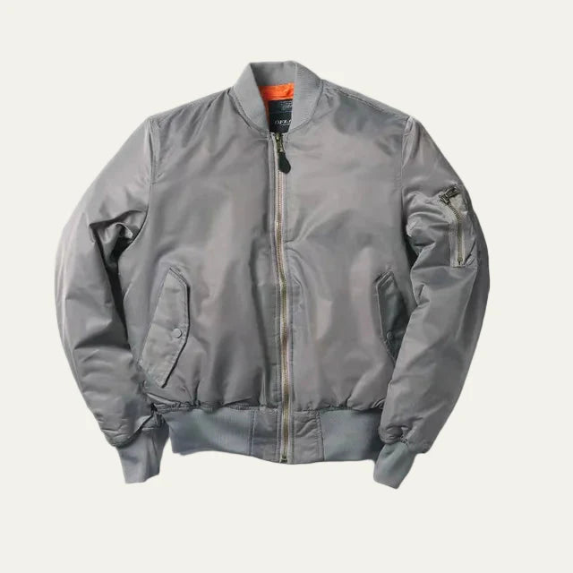 Unisex Classic Full Zip Bomber Jacket with Sleeve Utility Pocket