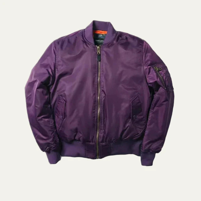 Unisex Classic Full Zip Bomber Jacket with Sleeve Utility Pocket