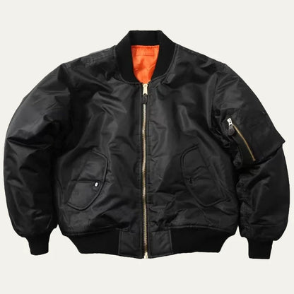 Unisex Classic Full Zip Bomber Jacket with Sleeve Utility Pocket