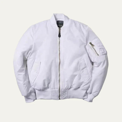 Unisex Classic Full Zip Bomber Jacket with Sleeve Utility Pocket