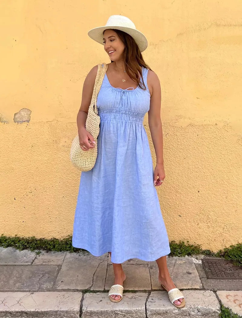Lightweight Women's Casual Linen Summer Dress - BritishElegance