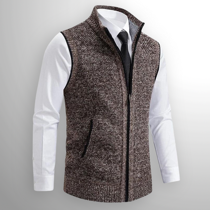 Pullover with zipper and stand-up collar for men