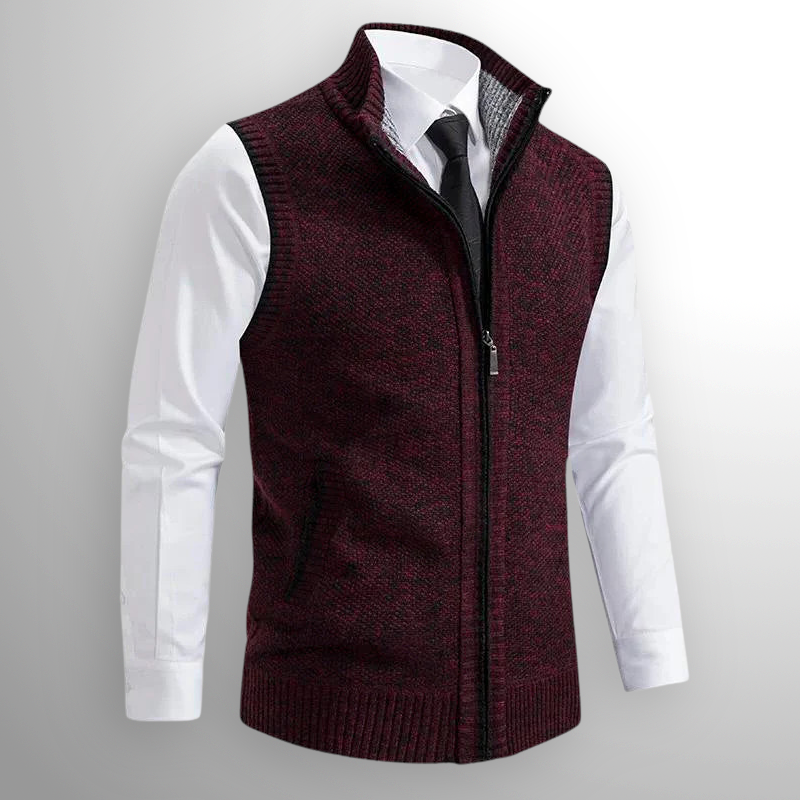 Pullover with zipper and stand-up collar for men
