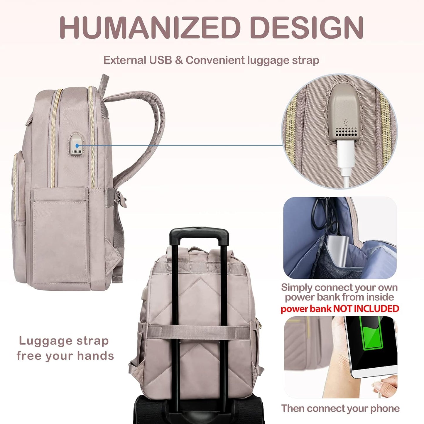 Lightweight Waterproof Laptop Backpack with USB Port – 15.6' Compatible