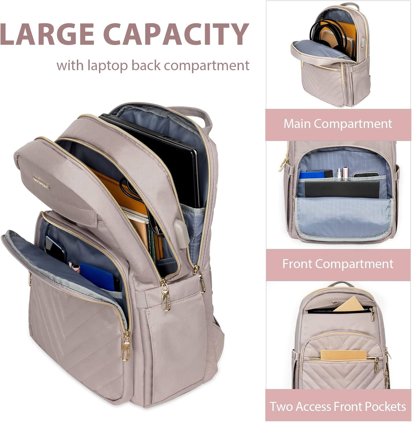 Lightweight Waterproof Laptop Backpack with USB Port – 15.6' Compatible