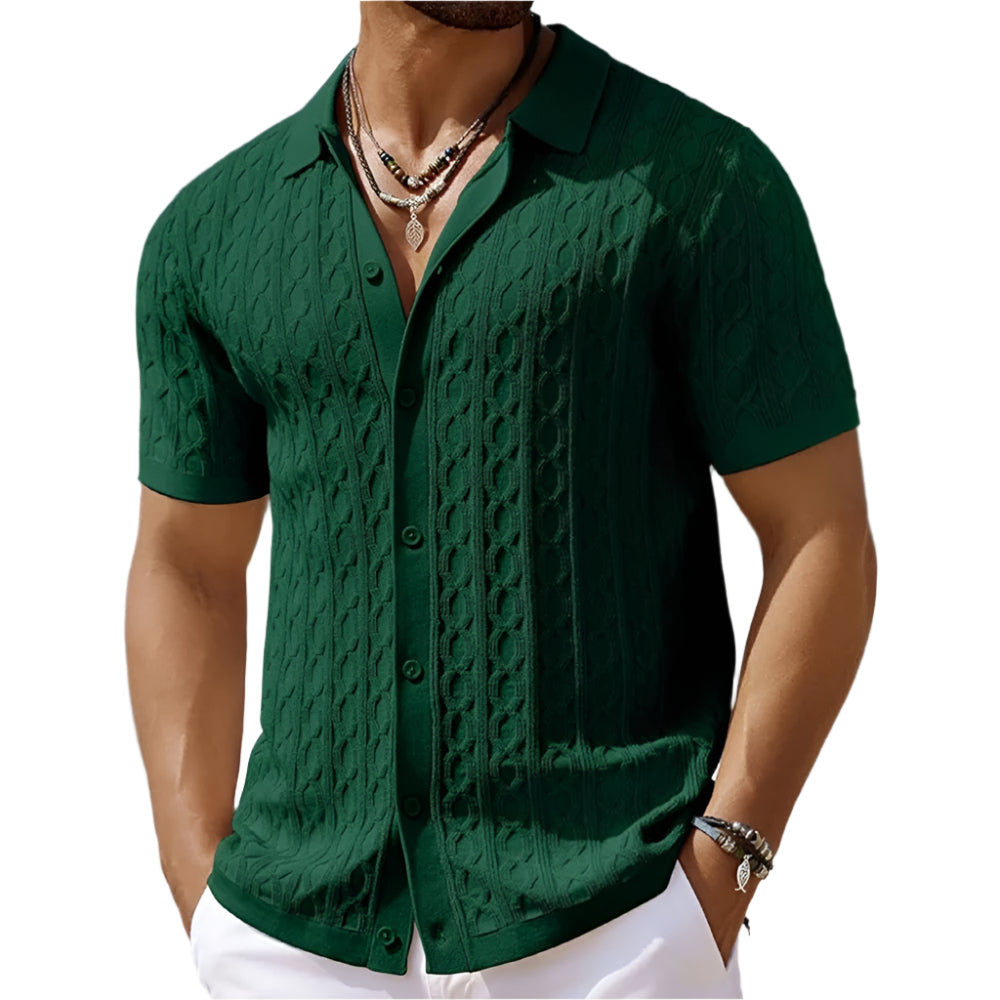 Classic Vintage Knit Polo Shirt for Men - BritishElegance