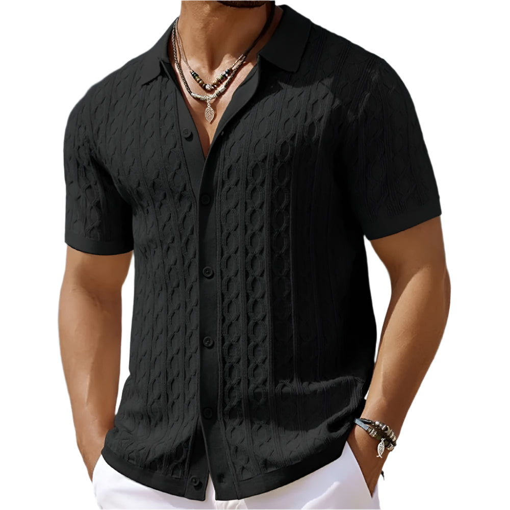 Classic Vintage Knit Polo Shirt for Men