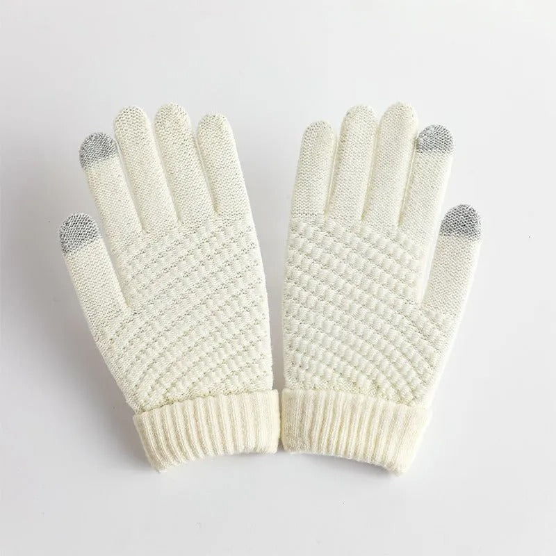 Cashmere knit winter gloves for women