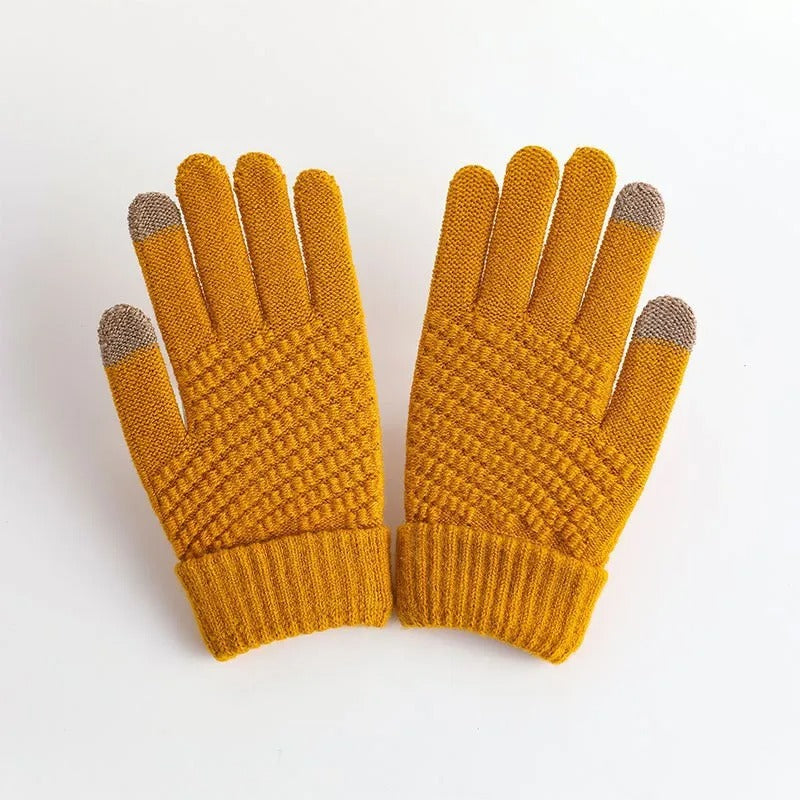 Cashmere knit winter gloves for women