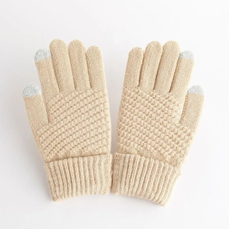 Cashmere knit winter gloves for women