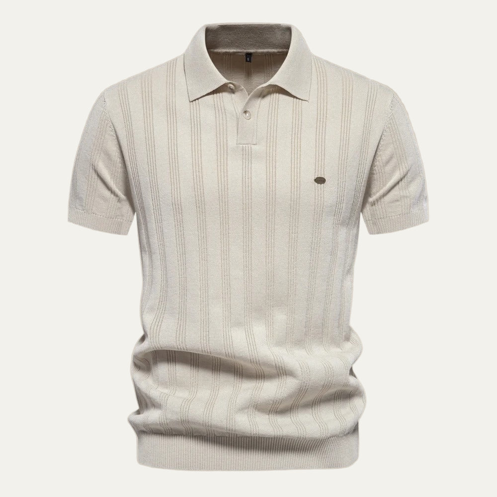 Men’s Textured Knit Short Sleeve Polo