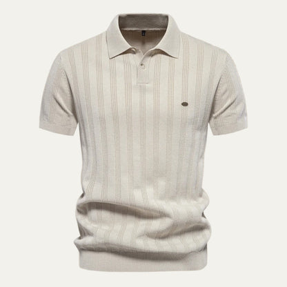 Men’s Textured Knit Short Sleeve Polo