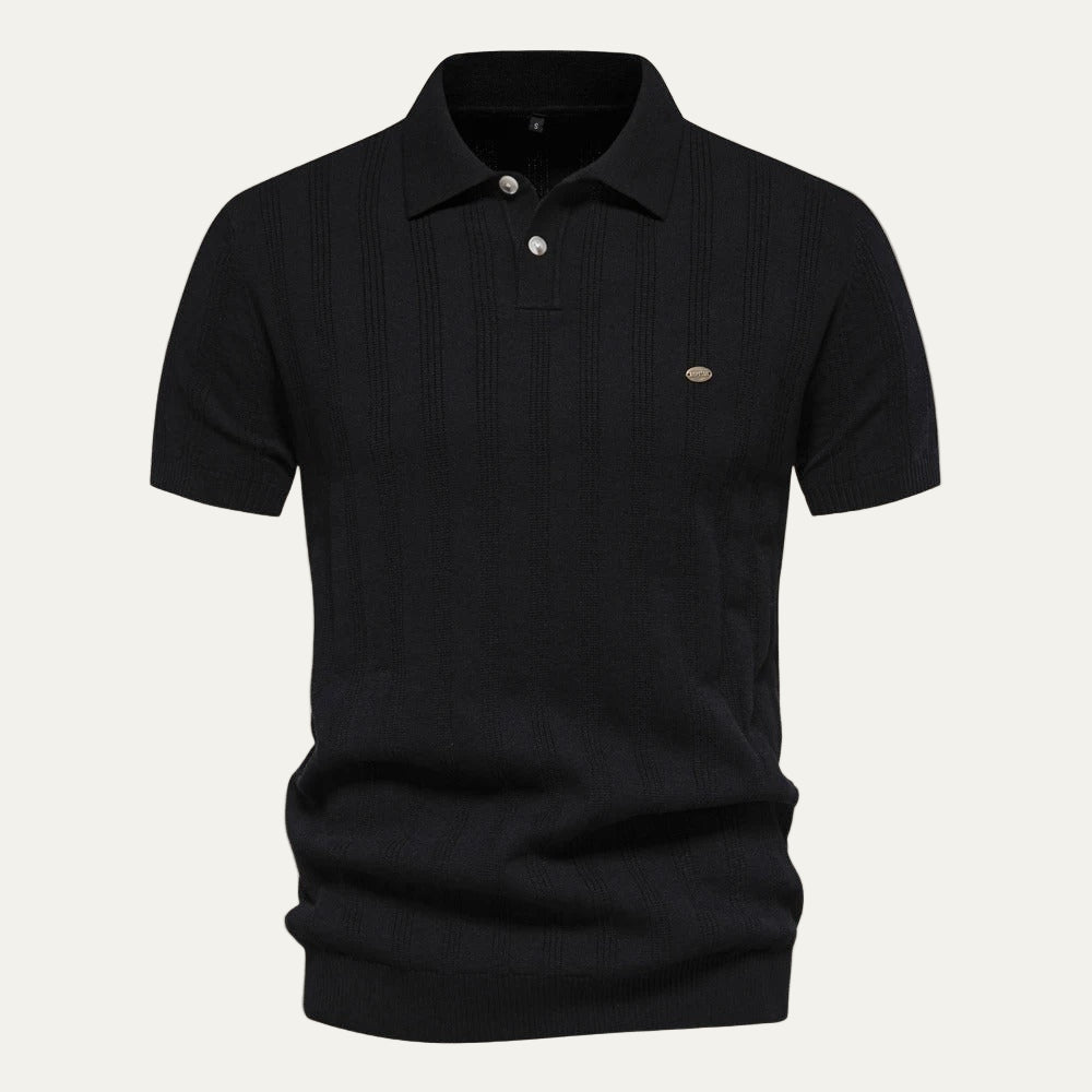 Men’s Textured Knit Short Sleeve Polo