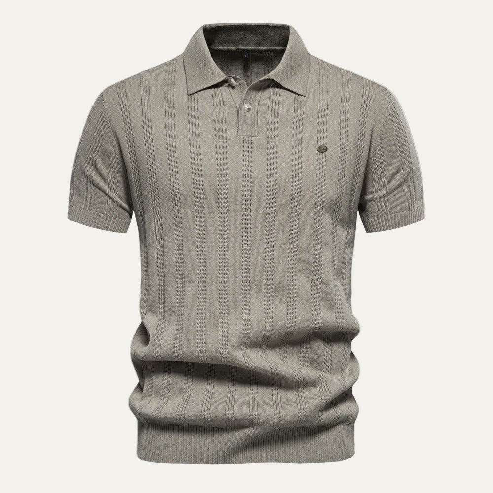 Men’s Textured Knit Short Sleeve Polo
