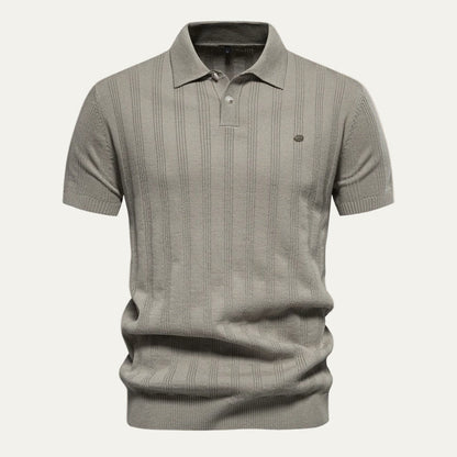 Men’s Textured Knit Short Sleeve Polo
