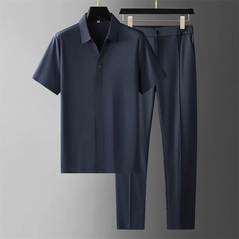 Casual Summer Shirt and Slim Fit Pants Set