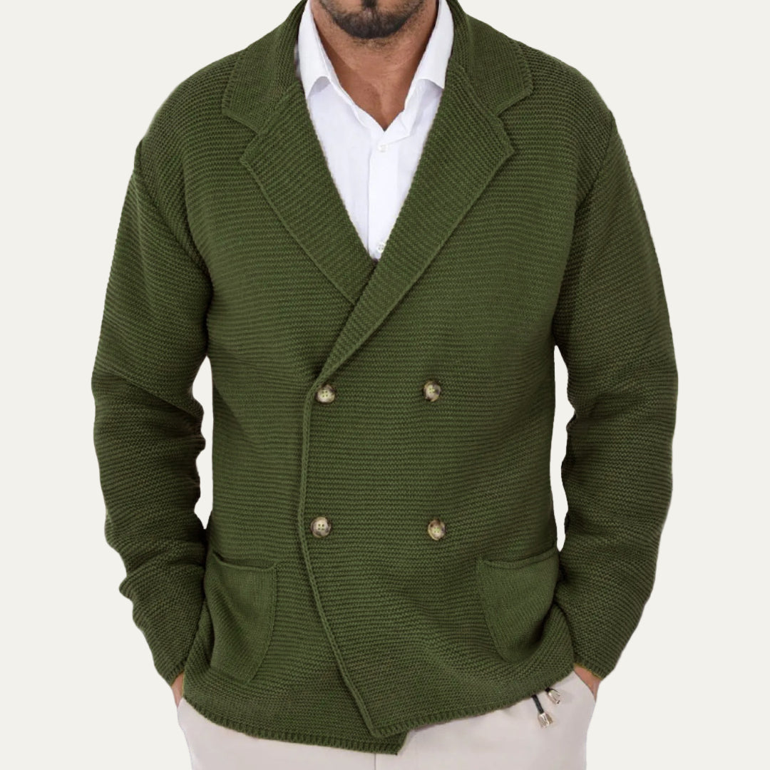 Men’s Double Breasted Ribbed Knit Blazer