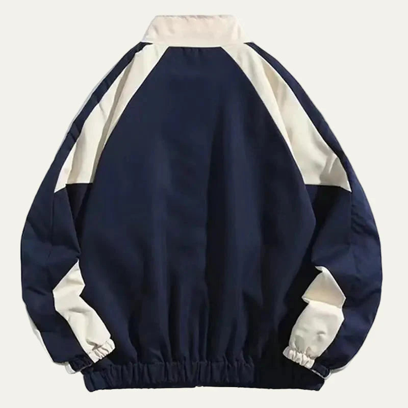 Men’s Block Color Raglan Sleeve Zip Up Athletic Jacket