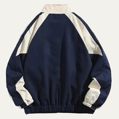Men’s Block Color Raglan Sleeve Zip Up Athletic Jacket