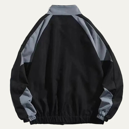 Men’s Block Color Raglan Sleeve Zip Up Athletic Jacket