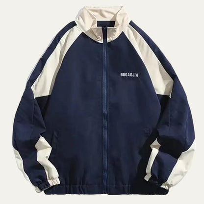 Men’s Block Color Raglan Sleeve Zip Up Athletic Jacket