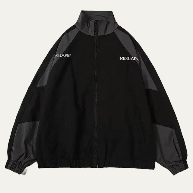 Men’s Block Color Raglan Sleeve Zip Up Athletic Jacket