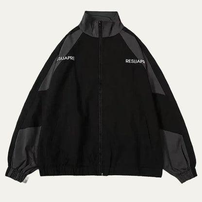 Men’s Block Color Raglan Sleeve Zip Up Athletic Jacket