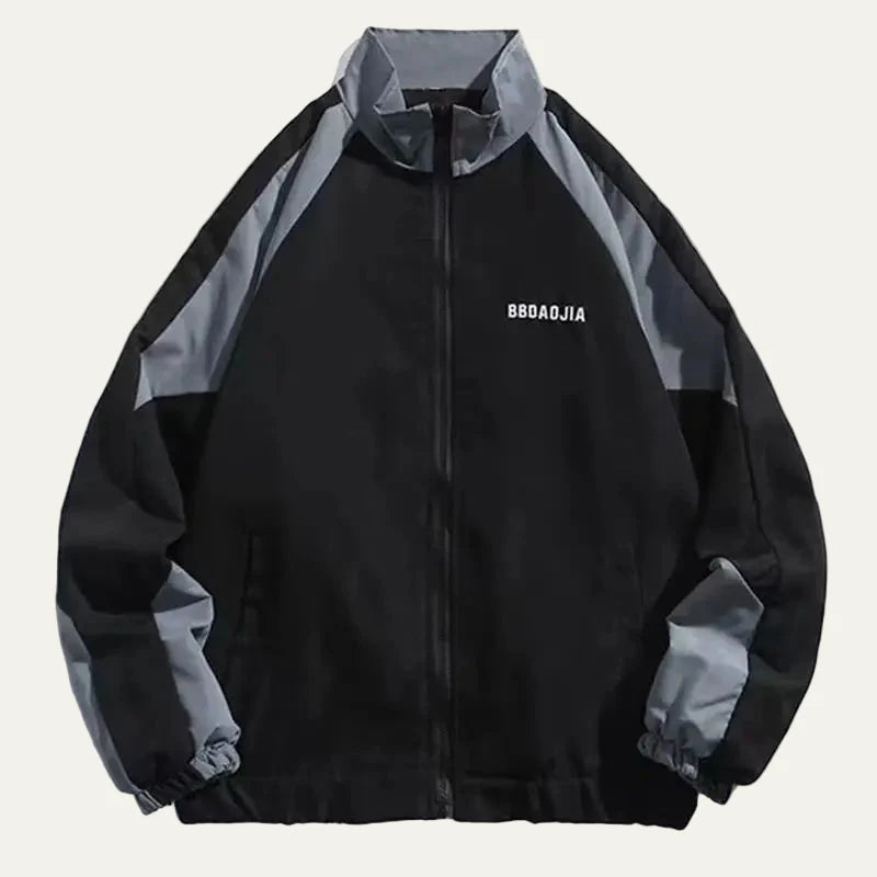Men’s Block Color Raglan Sleeve Zip Up Athletic Jacket