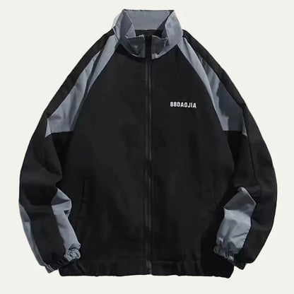 Men’s Block Color Raglan Sleeve Zip Up Athletic Jacket