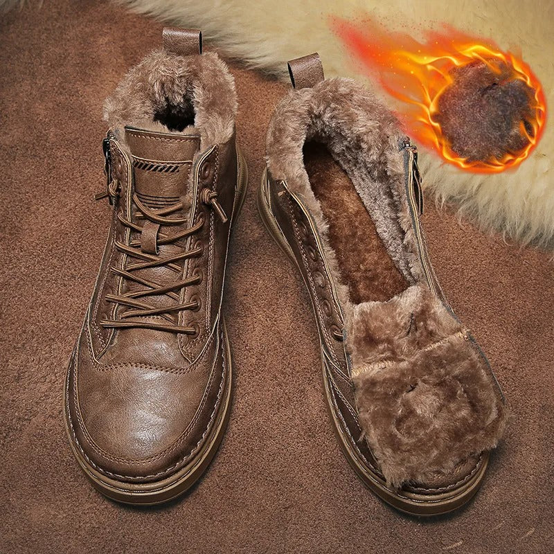 Warm Mens Winter Boots with Fleece Lining - BritishElegance