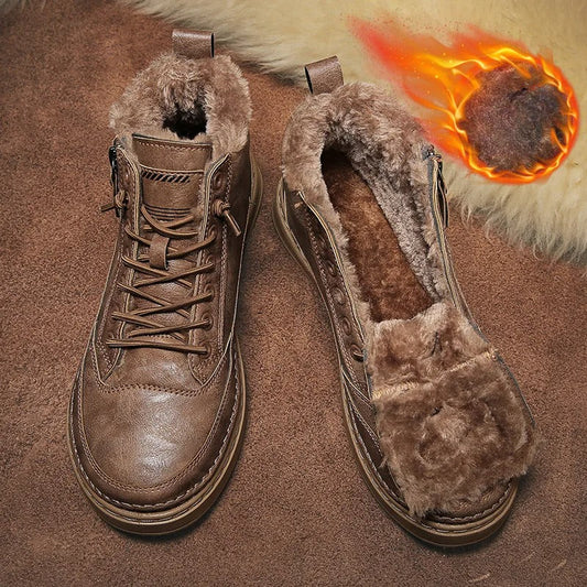 Warm Mens Winter Boots with Fleece Lining - BritishElegance