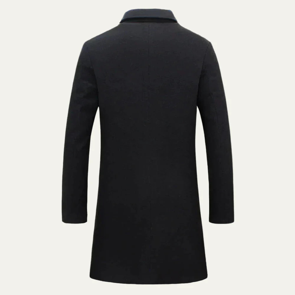 Men’s Classic Wool Single Breasted Long Overcoat