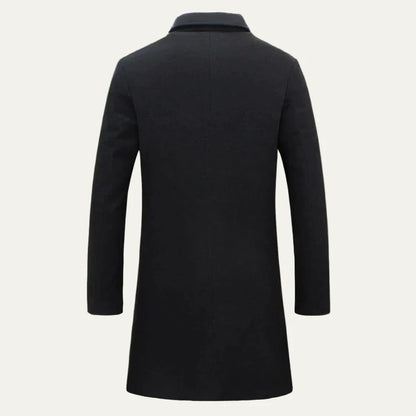 Men’s Classic Wool Single Breasted Long Overcoat
