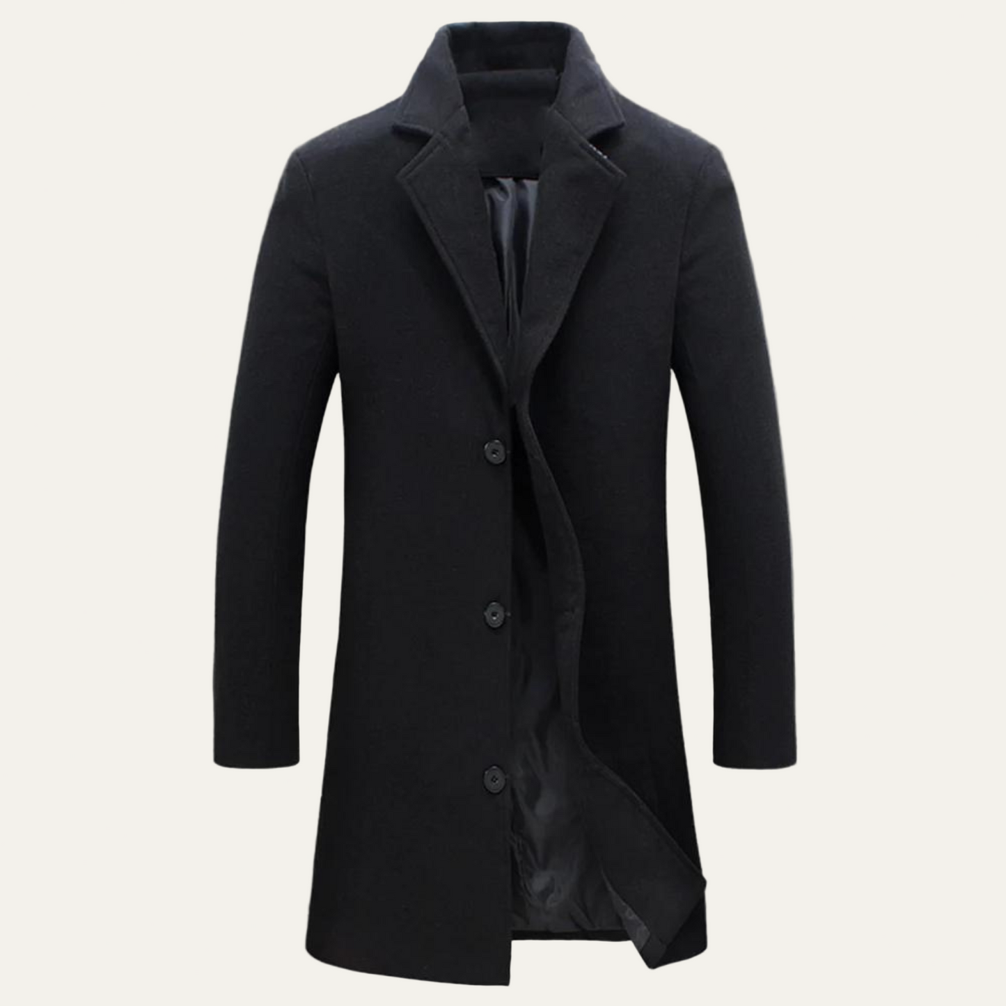 Men’s Classic Wool Single Breasted Long Overcoat