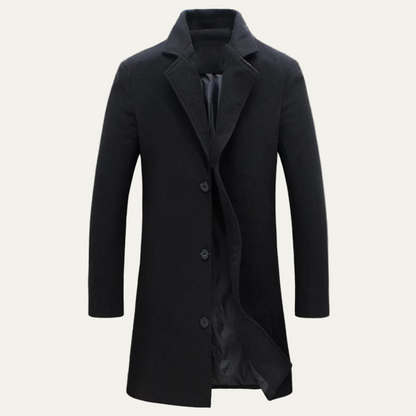 Men’s Classic Wool Single Breasted Long Overcoat