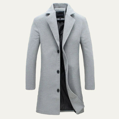 Men’s Classic Wool Single Breasted Long Overcoat