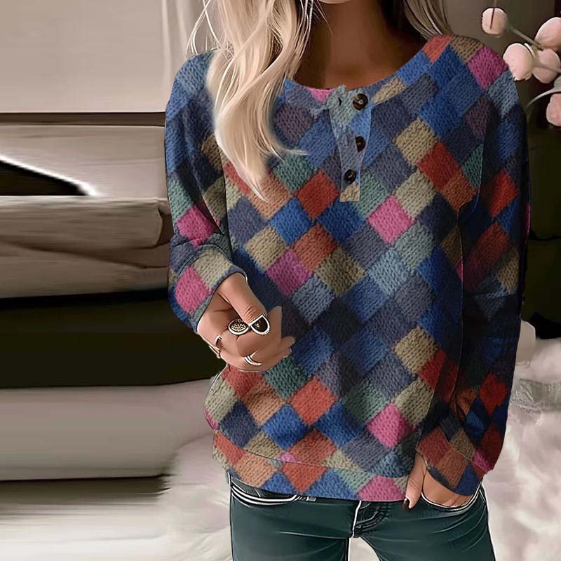 Vintage Checkered Women's Sweater - Haruka