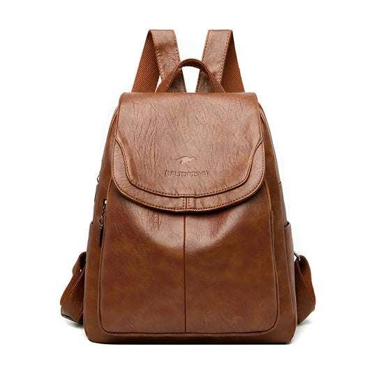 Vintage Leather Women's Backpack - Isabella
