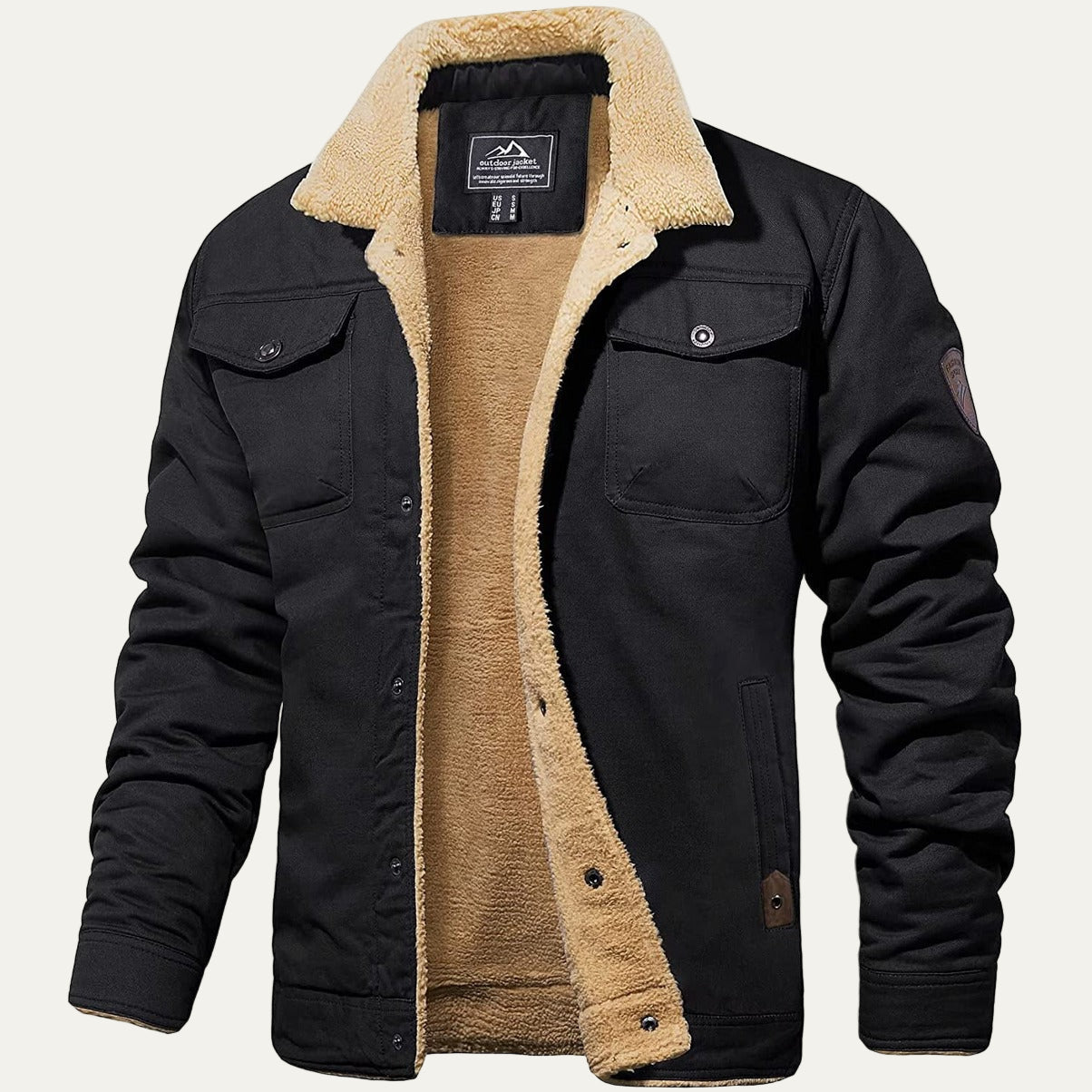 Men’s Sherpa Lined Button Front Shirt Jacket