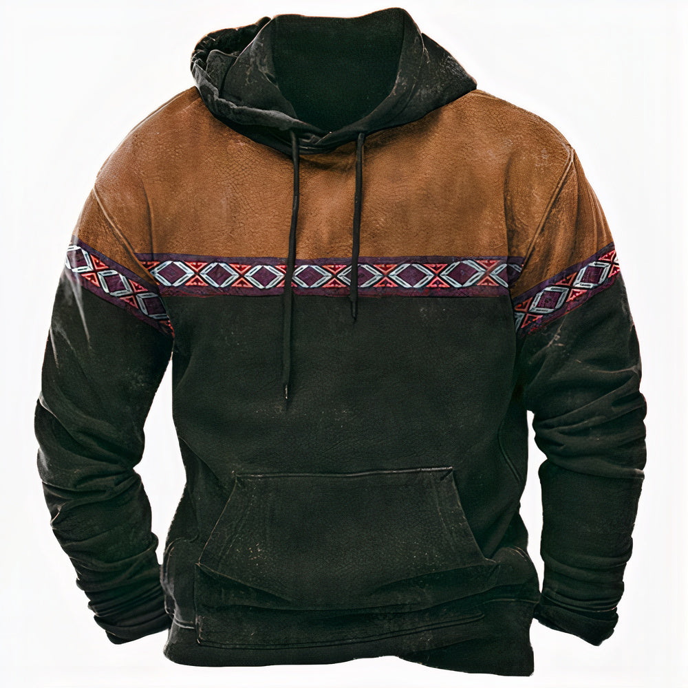 Classic Mens Hoodie with Global Print Design