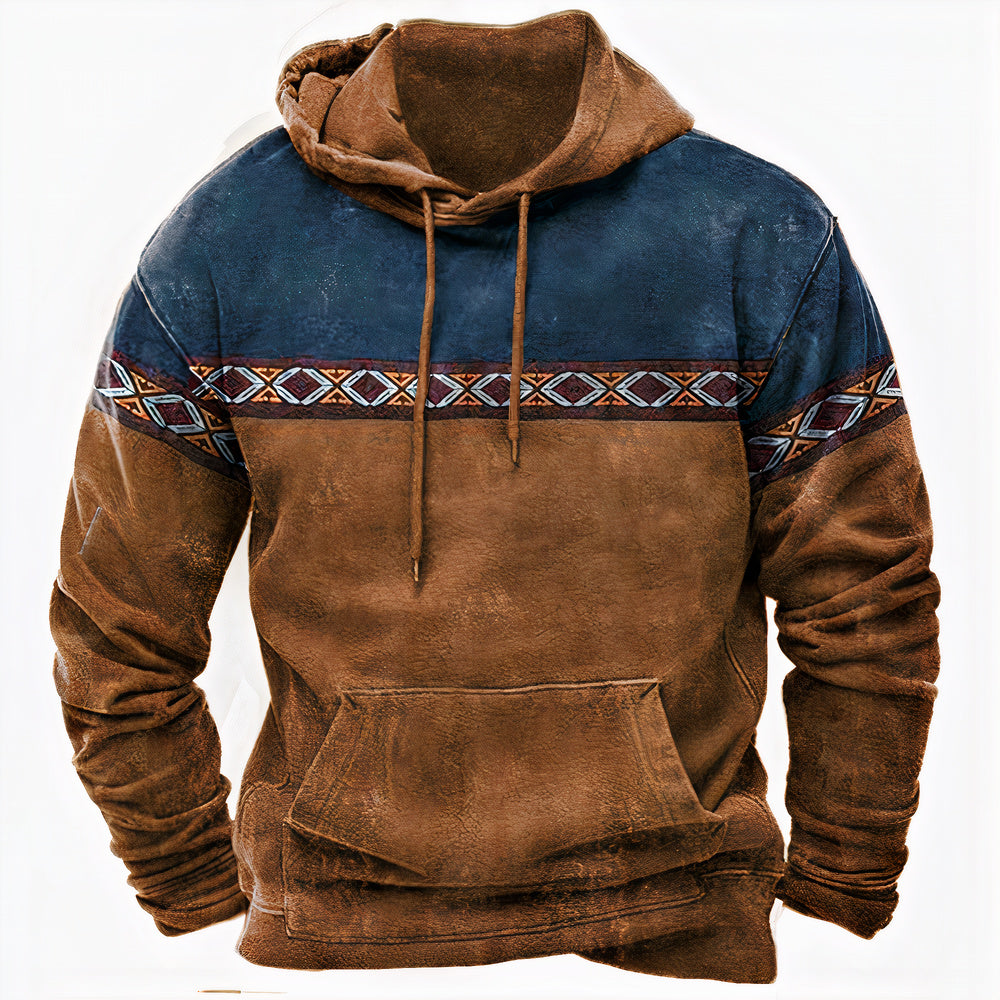 Classic Mens Hoodie with Global Print Design - BritishElegance