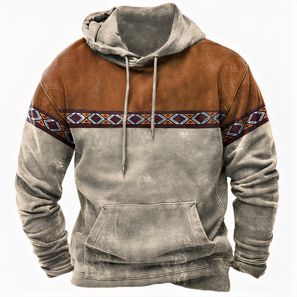 Classic Mens Hoodie with Global Print Design
