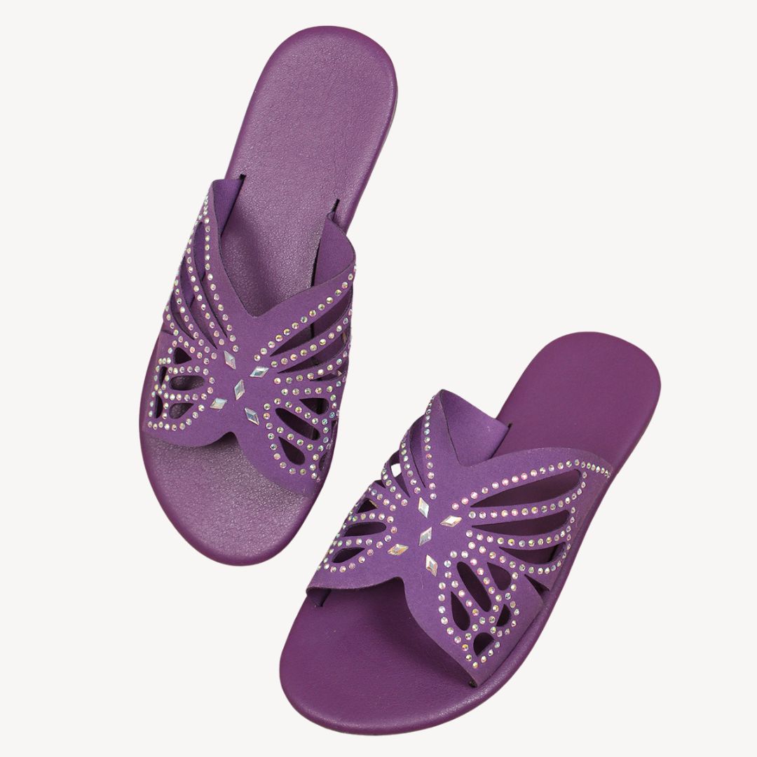 Women's Orthopedic Rhinestone Butterfly Flat Sandals