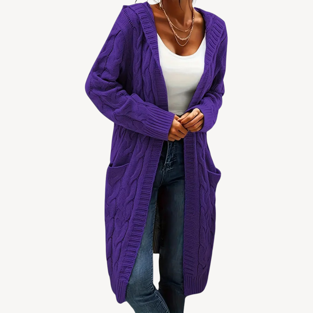 Cable Knit Hooded Cardigan